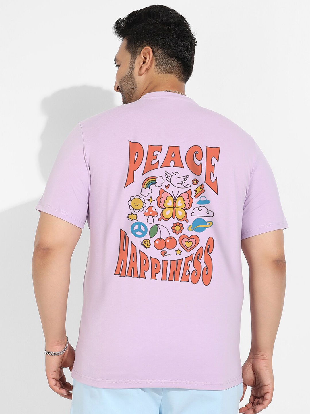 

Instafab Plus Plus Size Typography Printed Cotton T-shirt, Purple