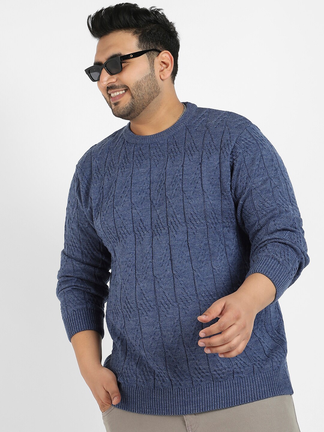 

Instafab Plus Cable Knit Woollen Pullover, Blue