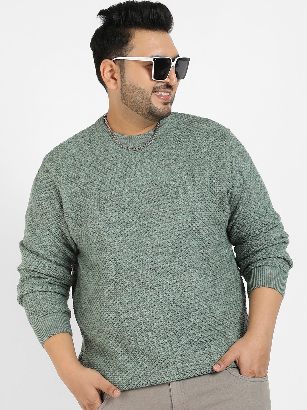 

Instafab Plus Long Sleeves Woollen Pullover, Green