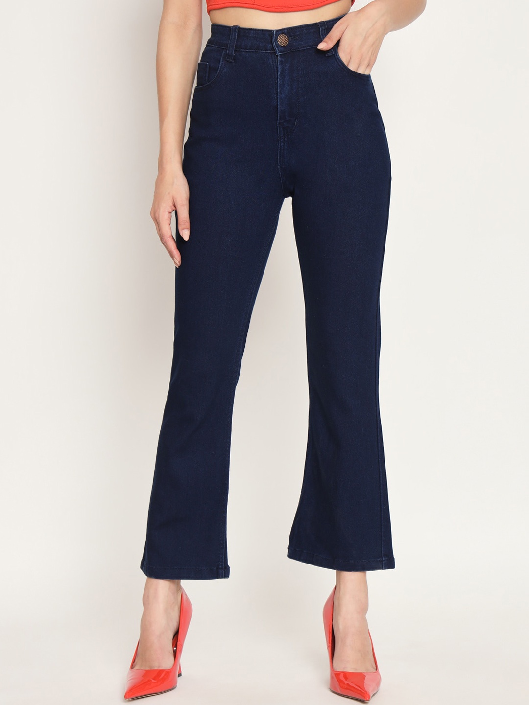 

BAESD Women Jean Bootcut High-Rise Stretchable Jeans, Blue