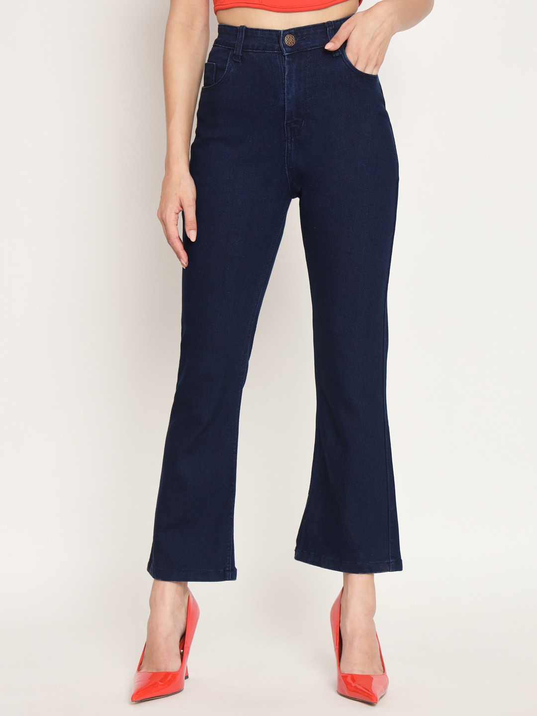 

BAESD Women Jean Bootcut High-Rise Stretchable Jeans, Blue