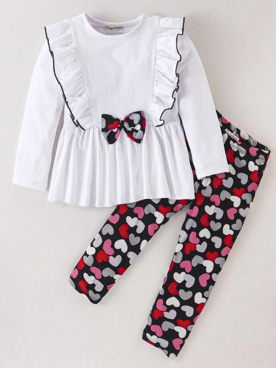 

CrayonFlakes Girls Top With Leggings, White