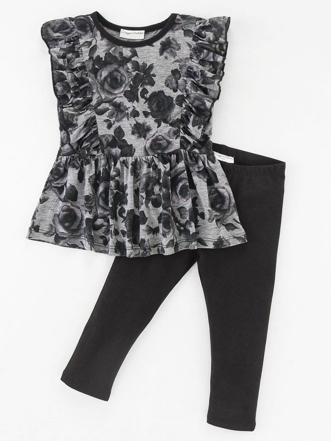 

CrayonFlakes Girls Top With Leggings, Black