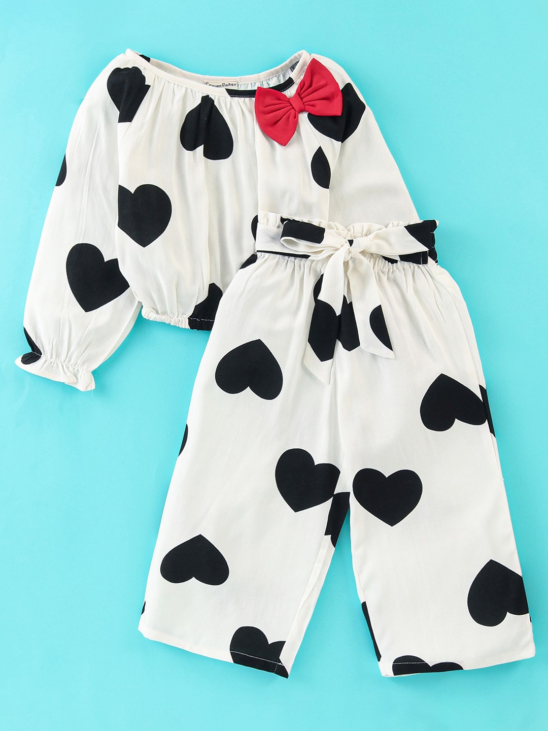 

CrayonFlakes Girls Printed Top With Leggings, Off white