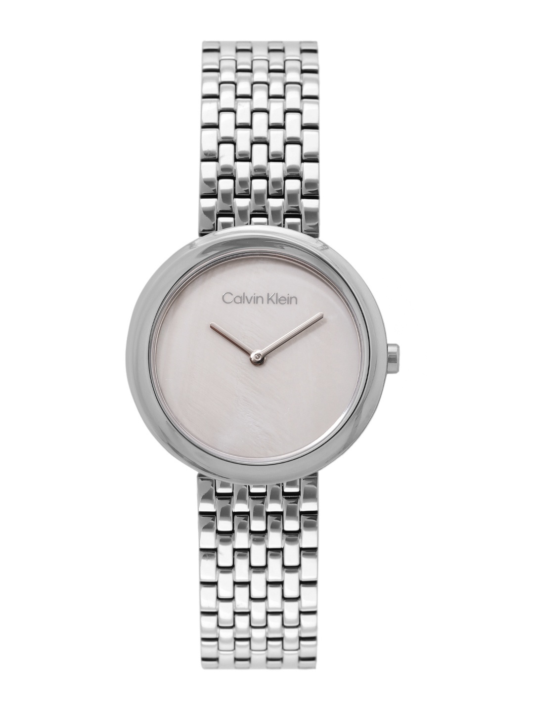 

Calvin Klein Women Twisted Bezel Mother of Pearl Bracelet Style Analogue Watch 25200320, Grey