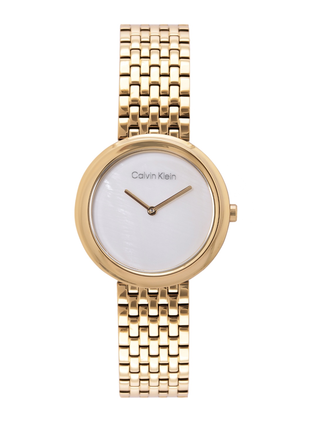

Calvin Klein Women Twisted Bezel Mother of Pearl Bracelet Style Analogue Watch 25200321, White