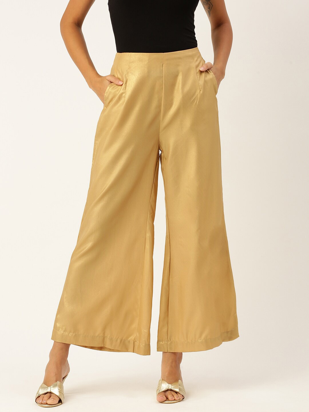 

De Moza Women Wide Leg Palazzos, Gold