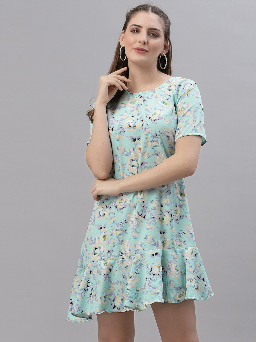 

BAESD Floral Printed A-Line Dress, Green