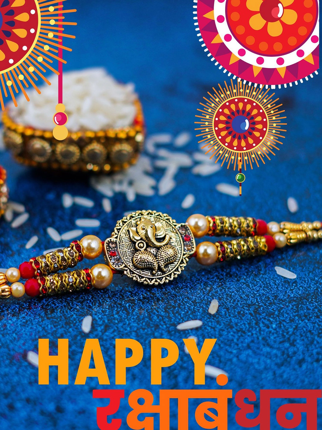 

MANSIYAORANGE Men Lord Ganesha Motif Elegant Rakhi, Red