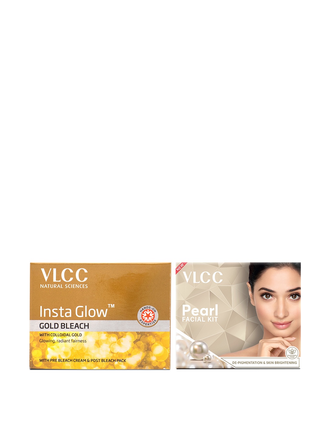 

VLCC Set of Pearl Facial Kit - 60 g & Insta Glow Gold Bleach - 30 g, Grey