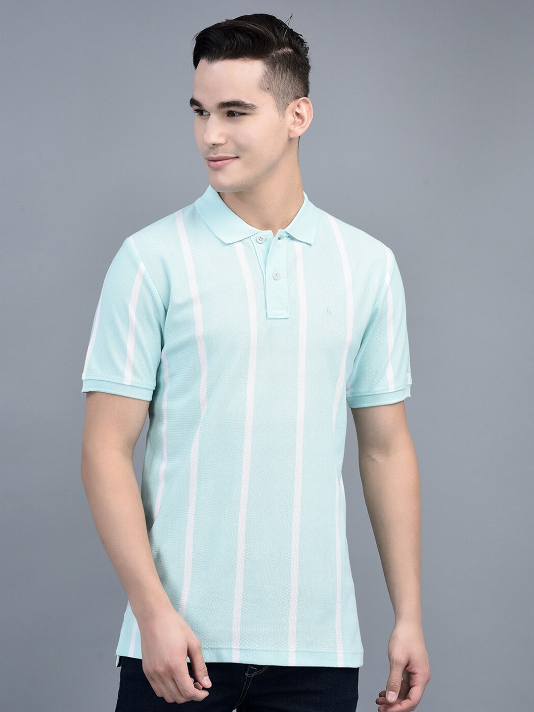 

CANOE Striped Polo Collar T-shirt, Sea green