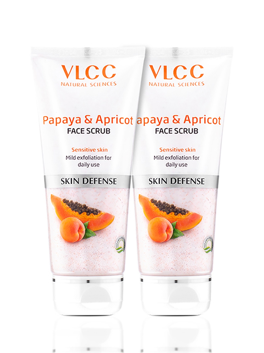 

VLCC Set of 2 Skin Defense Papaya & Apricot Face Scrub For Sensitive Skin - 80g Each, Off white