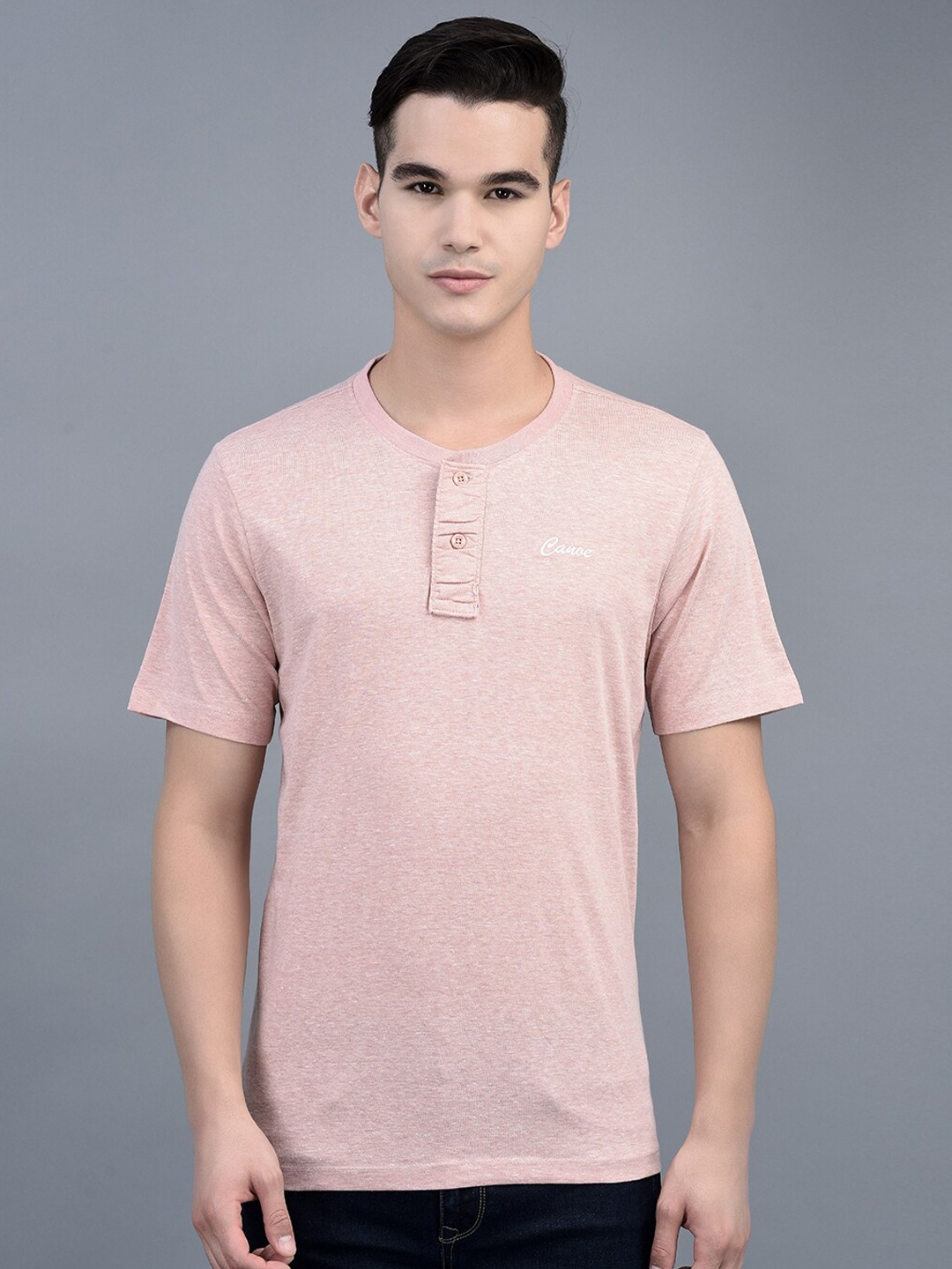 

CANOE Round Neck Cotton T-shirt, Peach