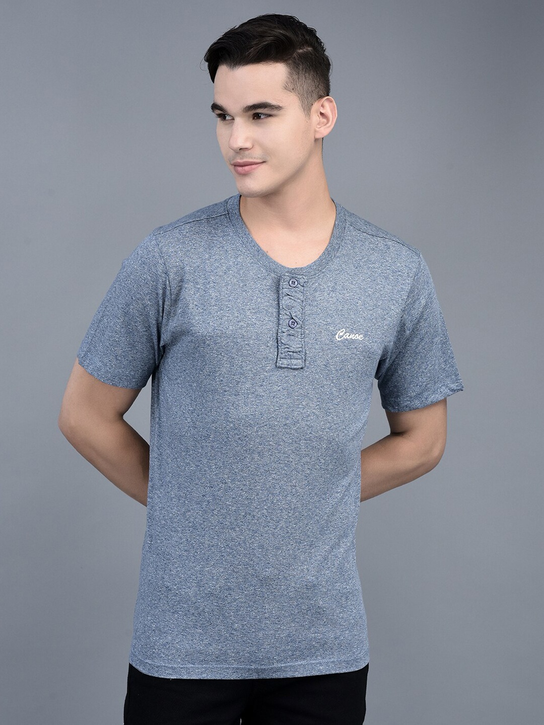 

CANOE Round Neck Cotton T-shirt, Blue