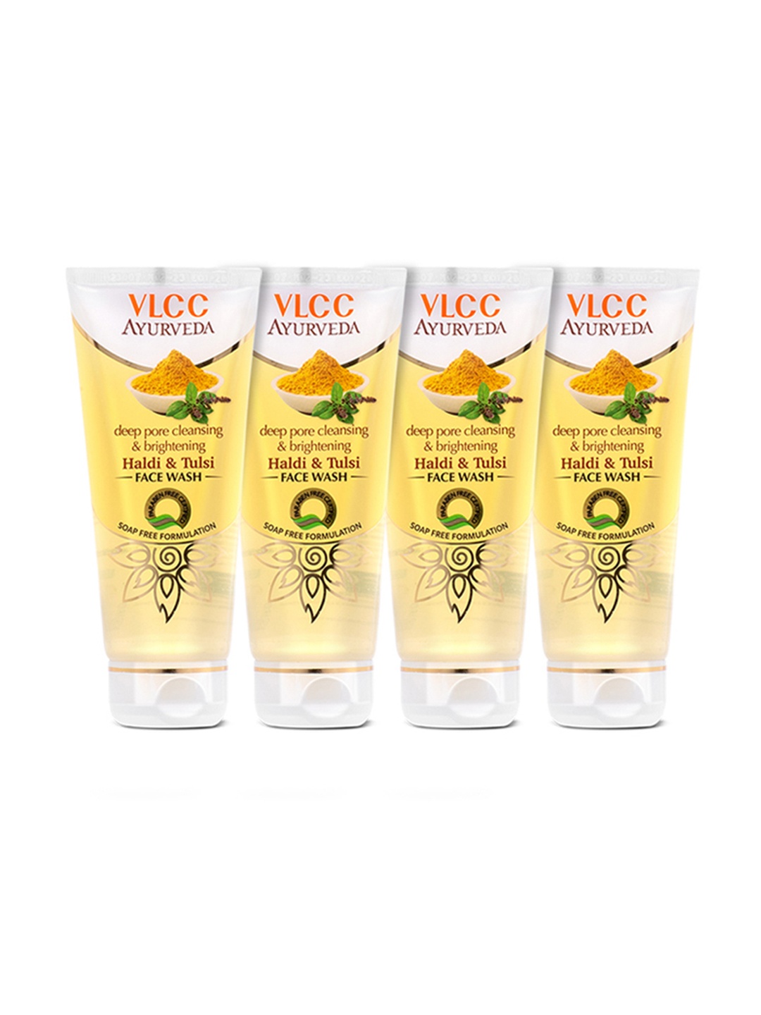 

VLCC Set of 4 Deep Pore Cleansing & Brightening Haldi & Tulsi Face Wash - 100 ml each, Beige