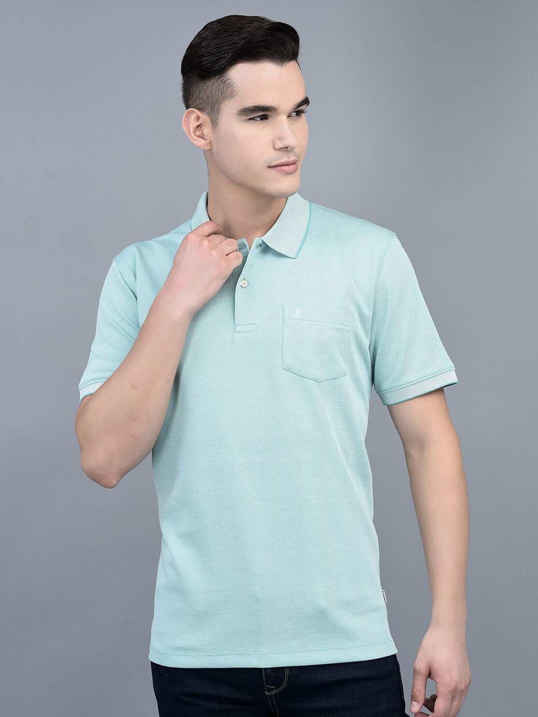 

CANOE Polo Collar Cotton T-shirt, Sea green