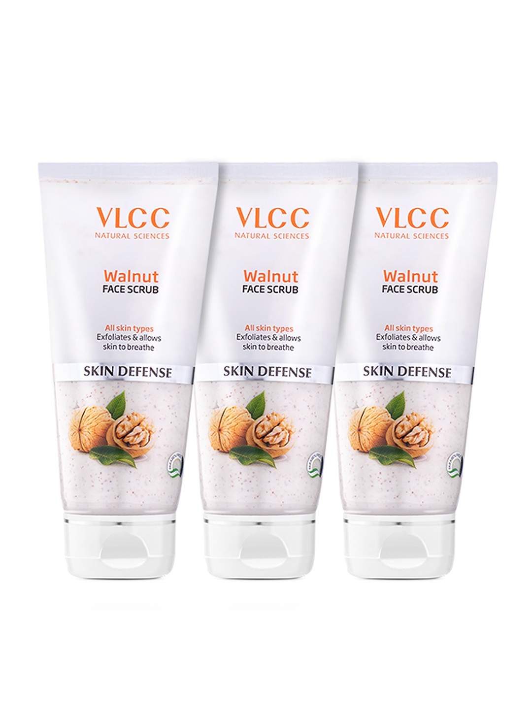 

VLCC Set of 3 Skin Defense Walnut Face Scrub - 80g each, White