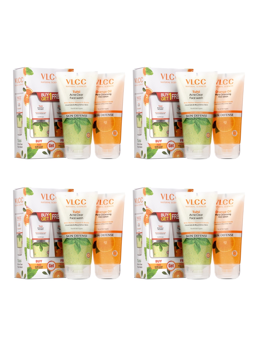 

VLCC Set of Orange Oil Pore Cleansing & Tulsi Acne Clear Face Wash - 150x8 ml