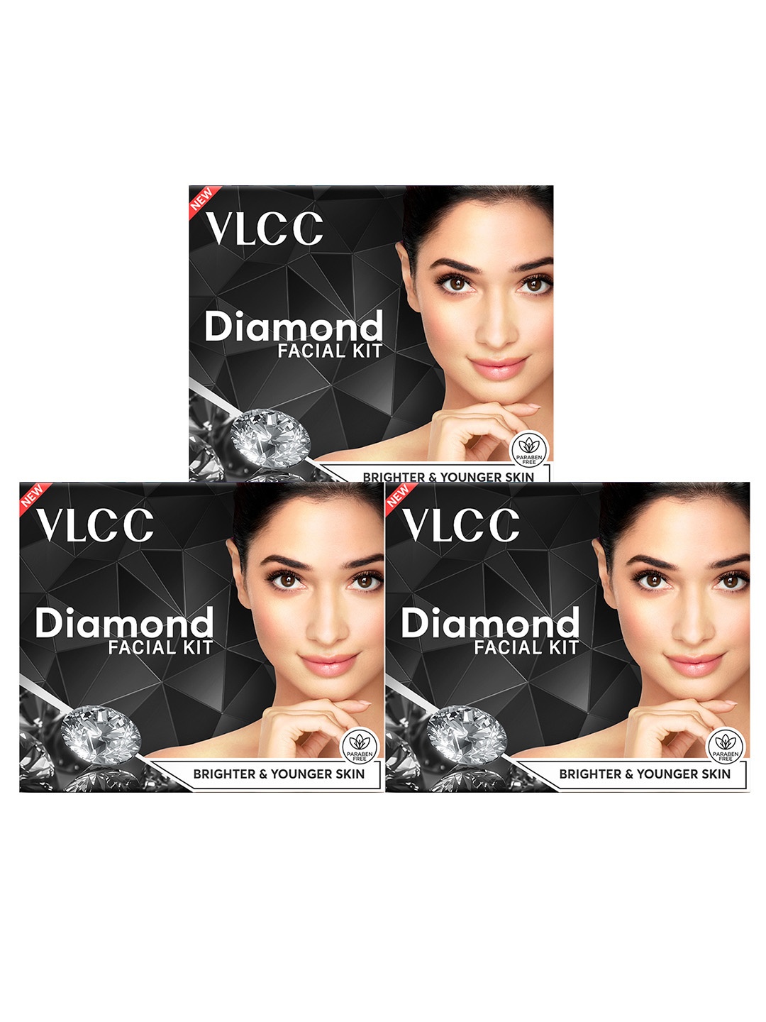 

VLCC Set of 3 Diamond Polishing Single Facial Kit, Black