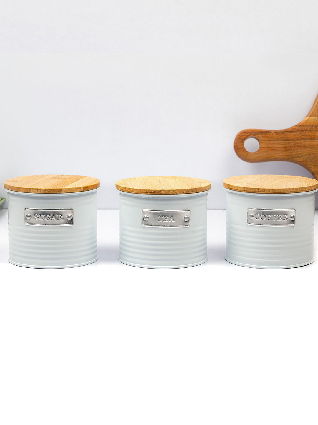 

Anko White 3-Pieces Tin Canisters - 300 ml Each