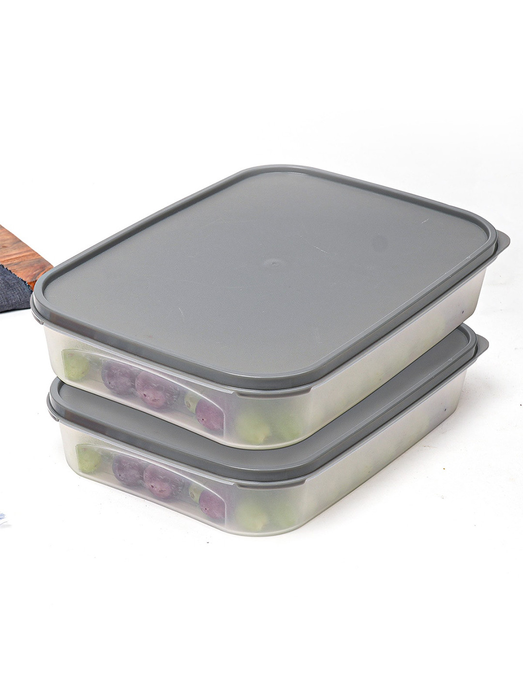 

Anko 2 Pcs Transparent & Grey Unbreakable Kitchen Storage Containers