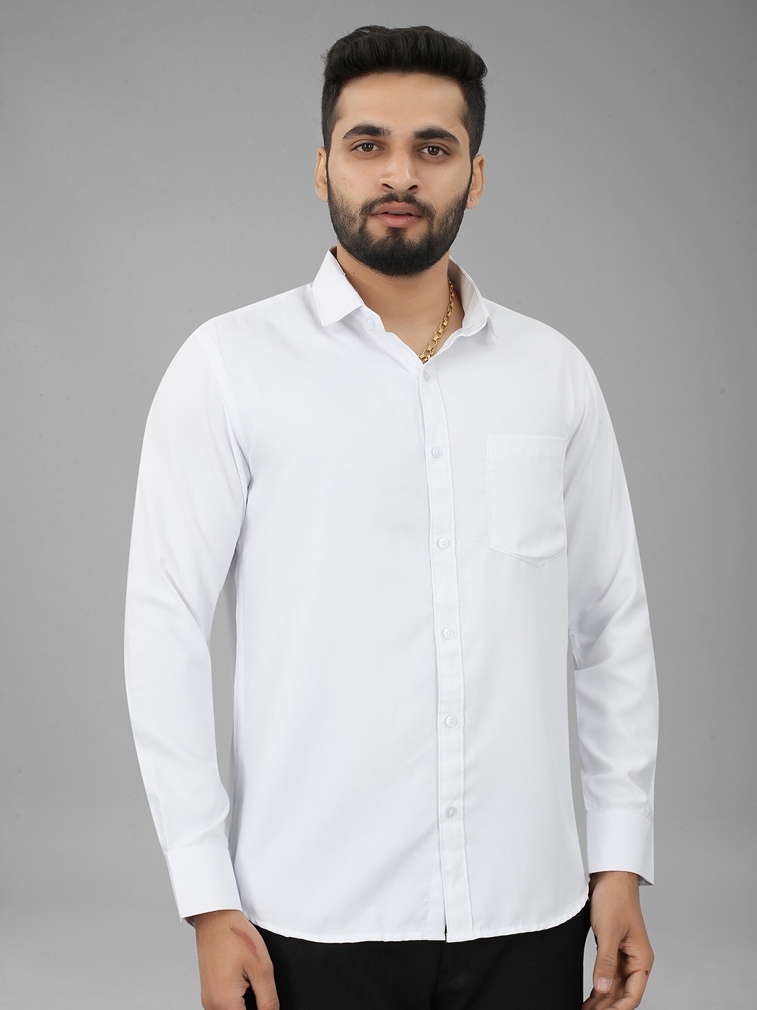 

N N ENTERPRISE Comfort Opaque Spread Collar Casual Shirt, White