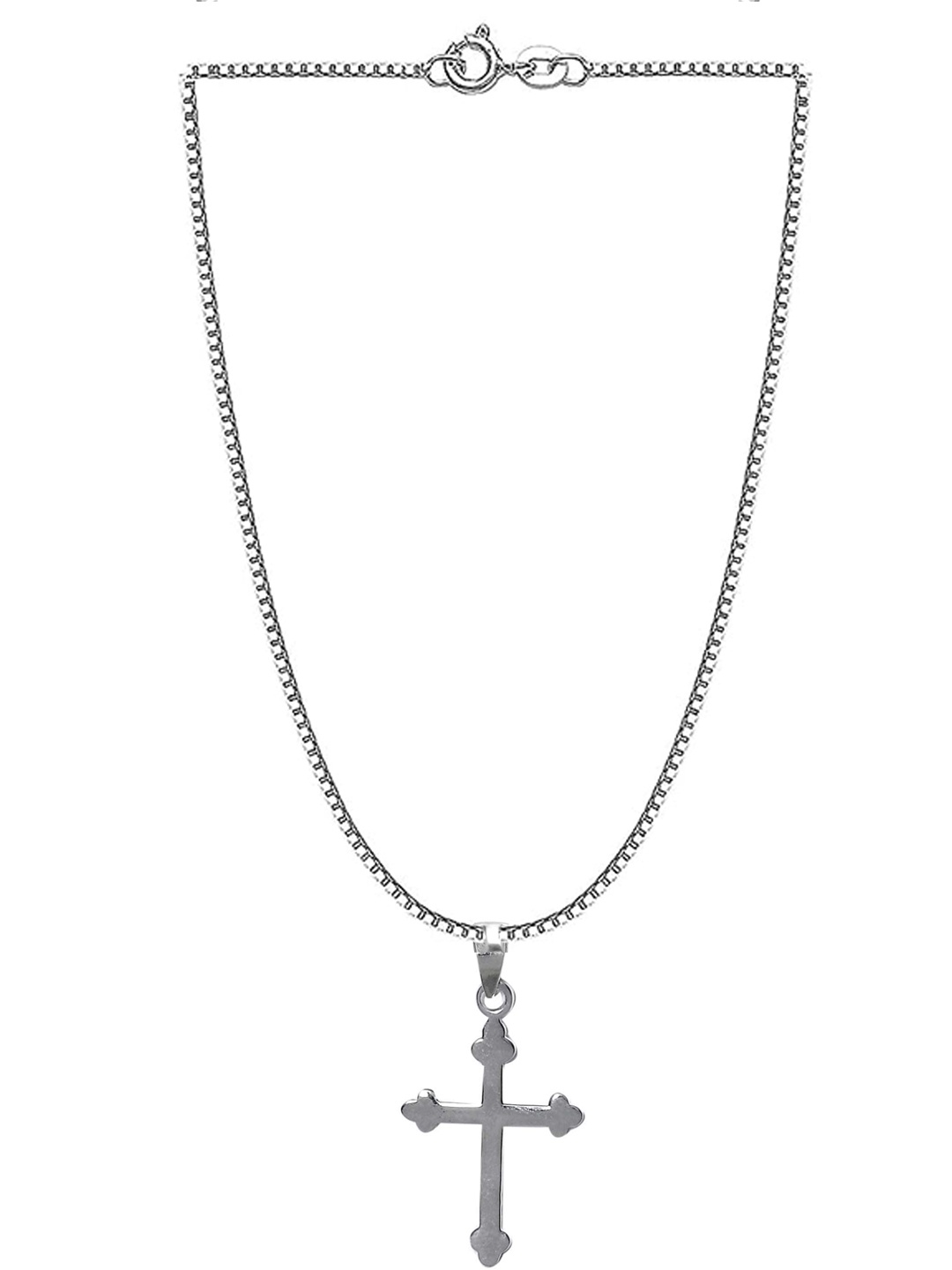 

Abhooshan Unisex 92.5 Sterling Silver Cross Charm Pendant With Chain
