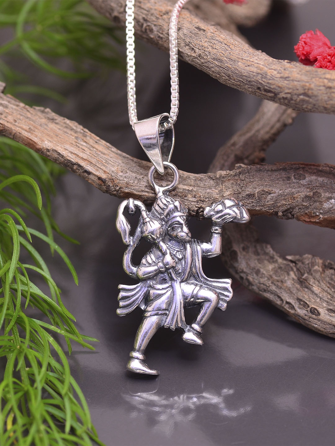 

Abhooshan Pure 92.5 Sterling Silver Hanuman Shaped Pendant With Chain