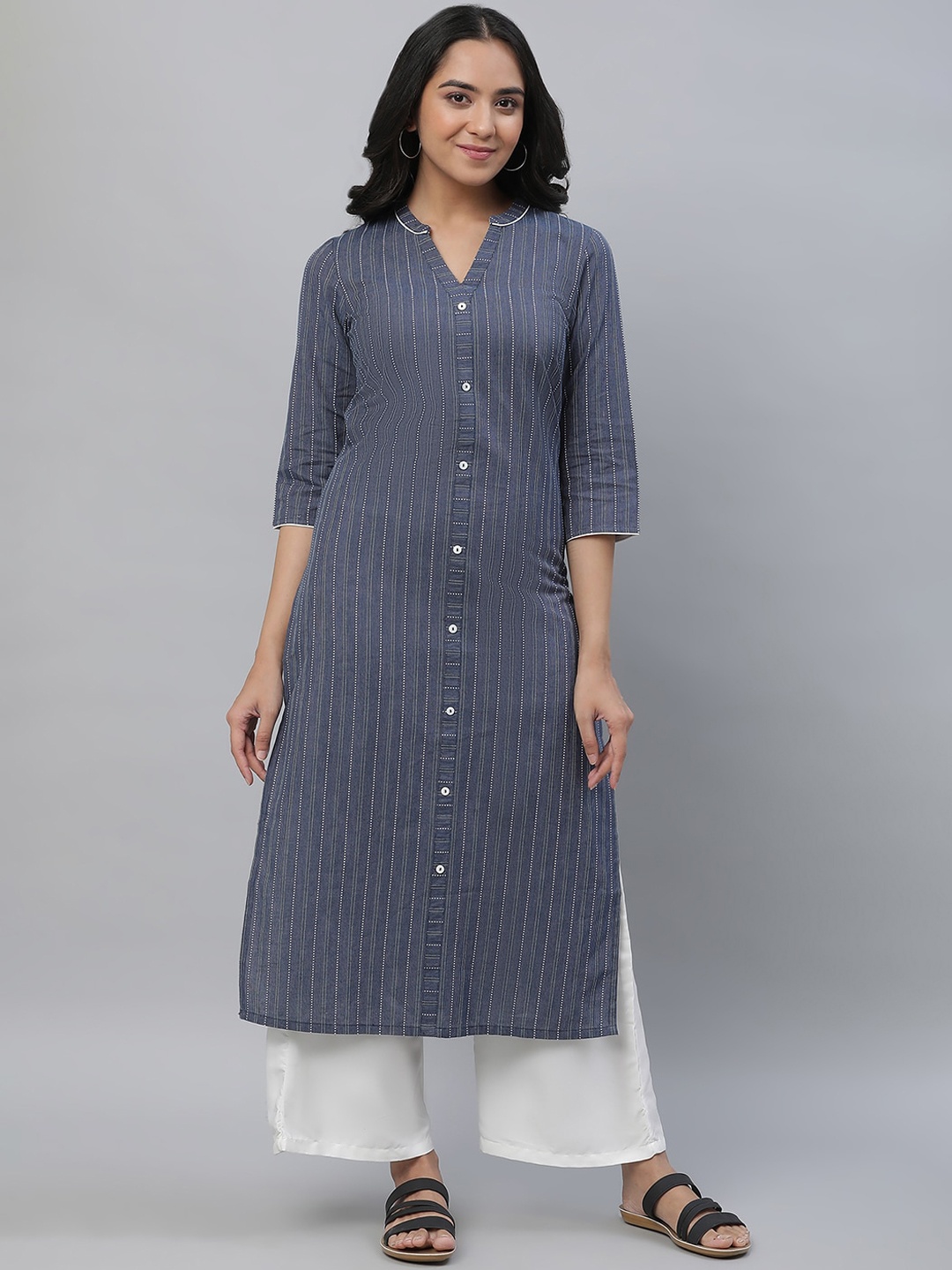 

AURELIA Striped Kurta, Blue