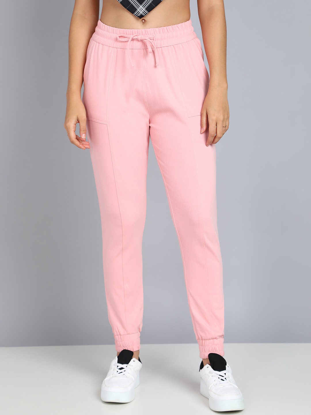 

Mast & Harbour Women Mid-Rise Relaxed Fit Joggers, Pink