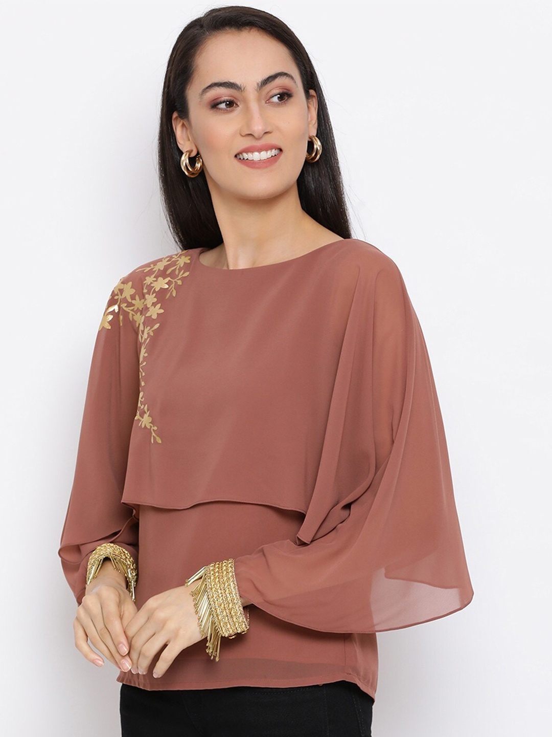 

BAESD Cape Sleeves Cape Top, Brown