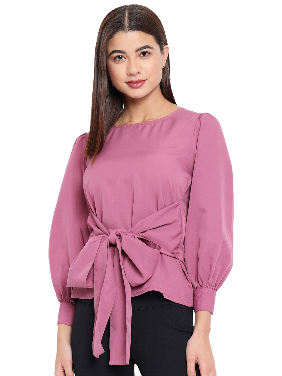 

BAESD Cuff Sleeves Regular Top, Pink