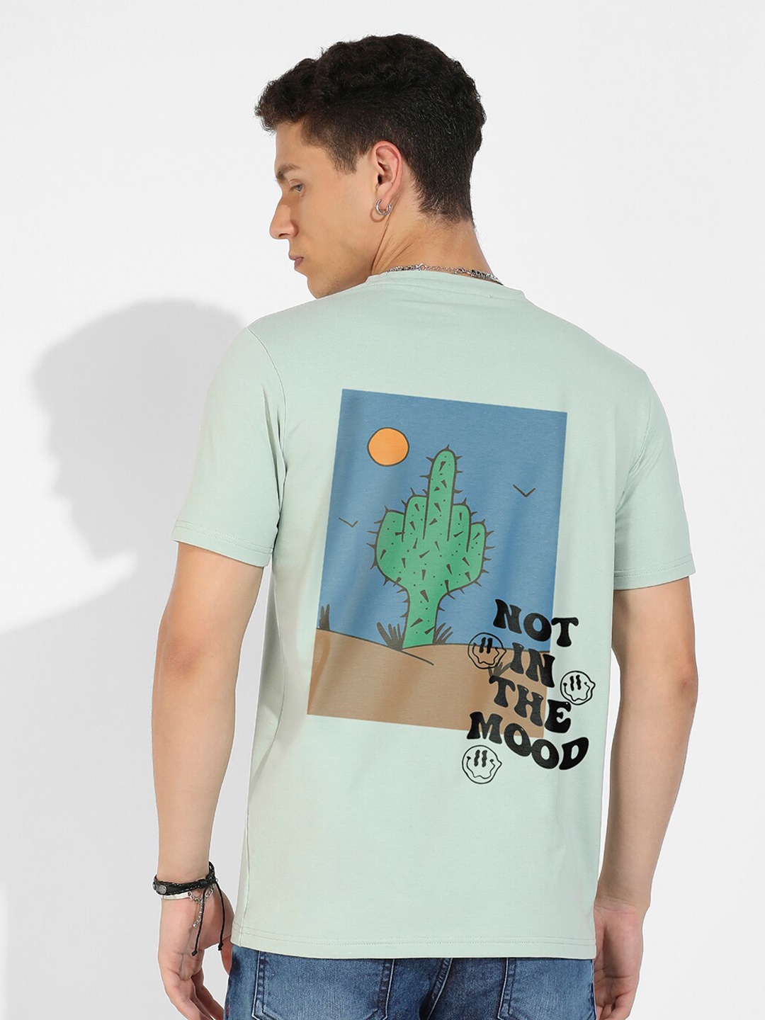 

Campus Sutra Green Graphic Printed Cotton Casual T-shirt