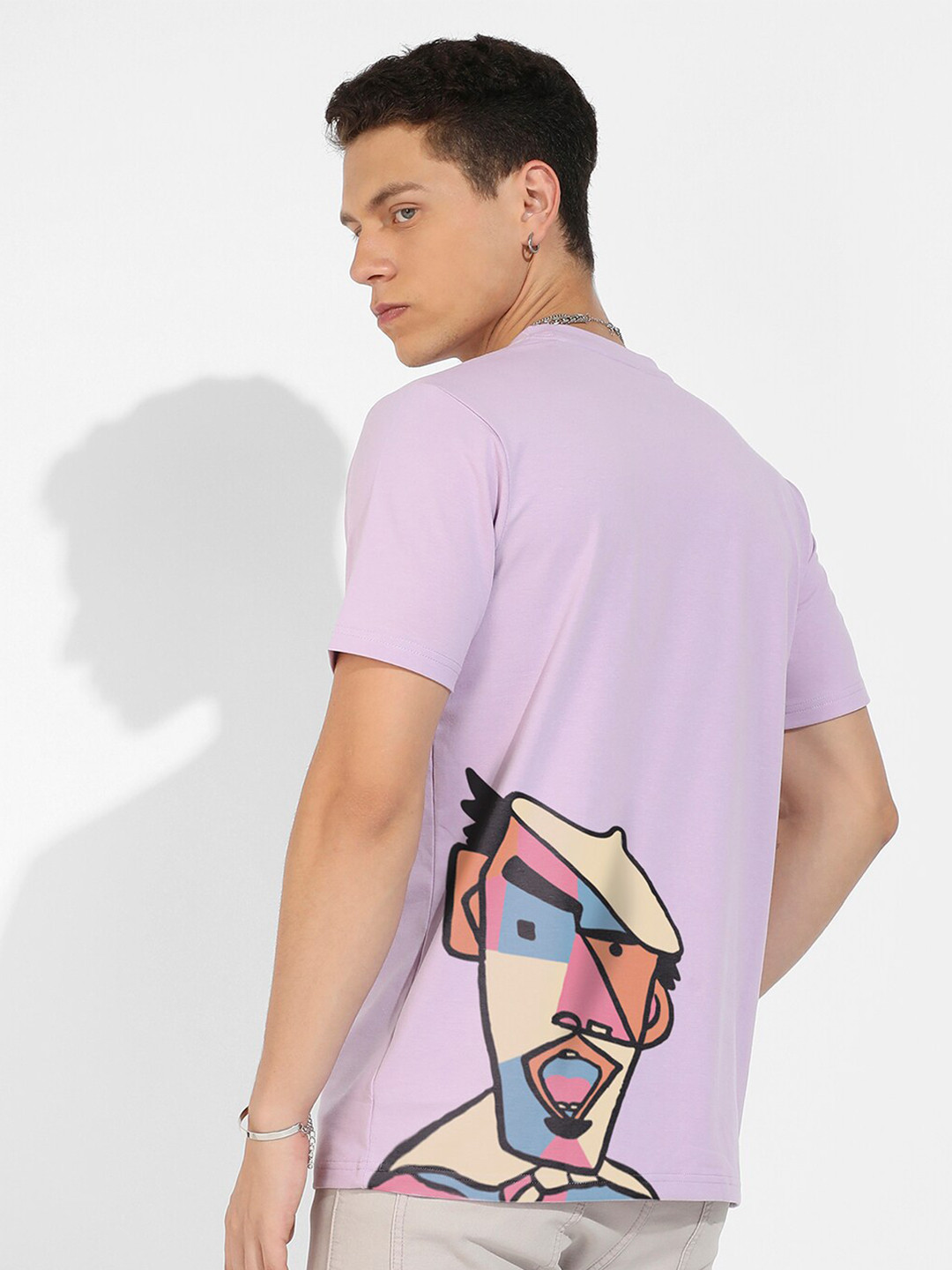 

Campus Sutra Lavender Graphic Printed Cotton Casual T-shirt