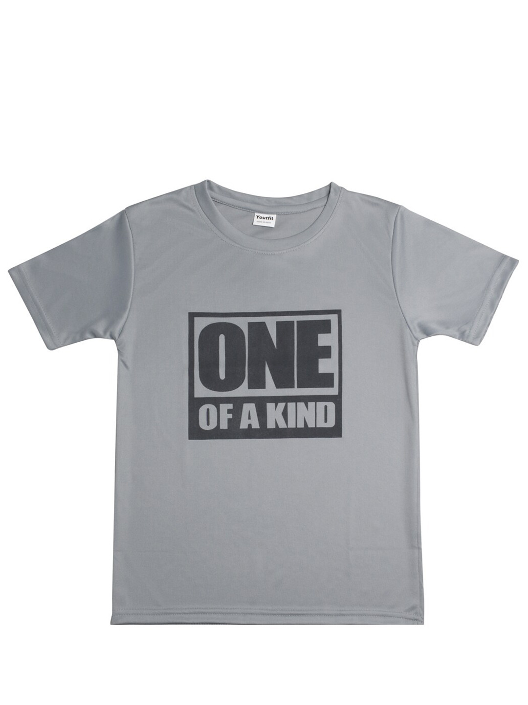 

TINY HUG Boys Pack Of 5 Typography Printed Dri-FIT Slim Fit T-shirt, Grey