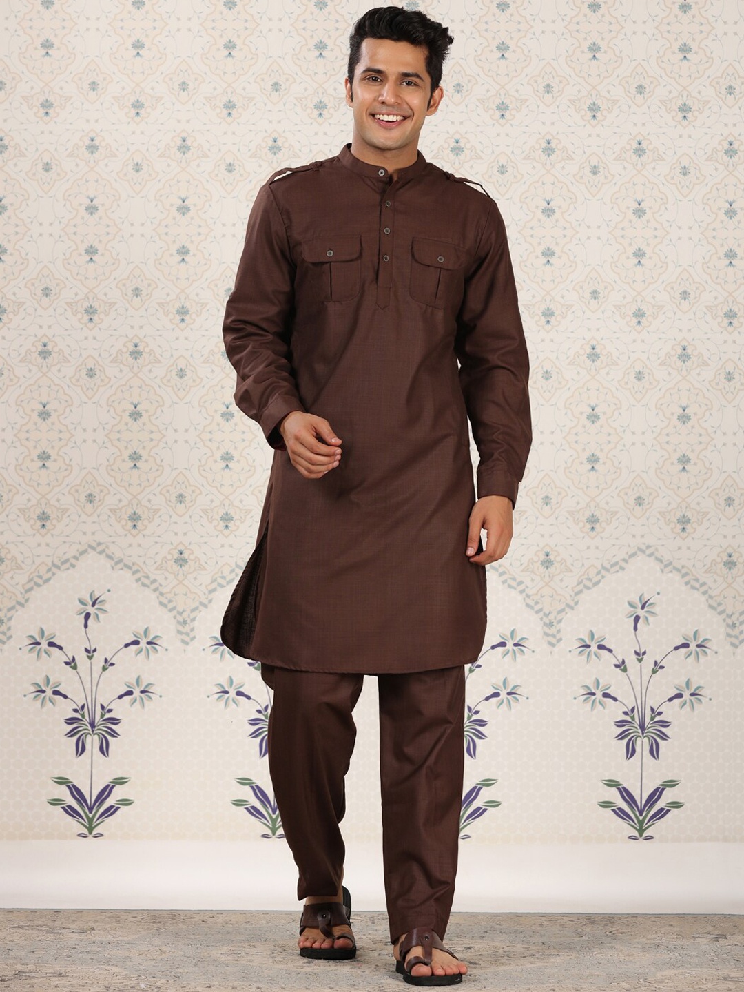 

Ode by House of Pataudi Regular Kurta With Salwar, Brown