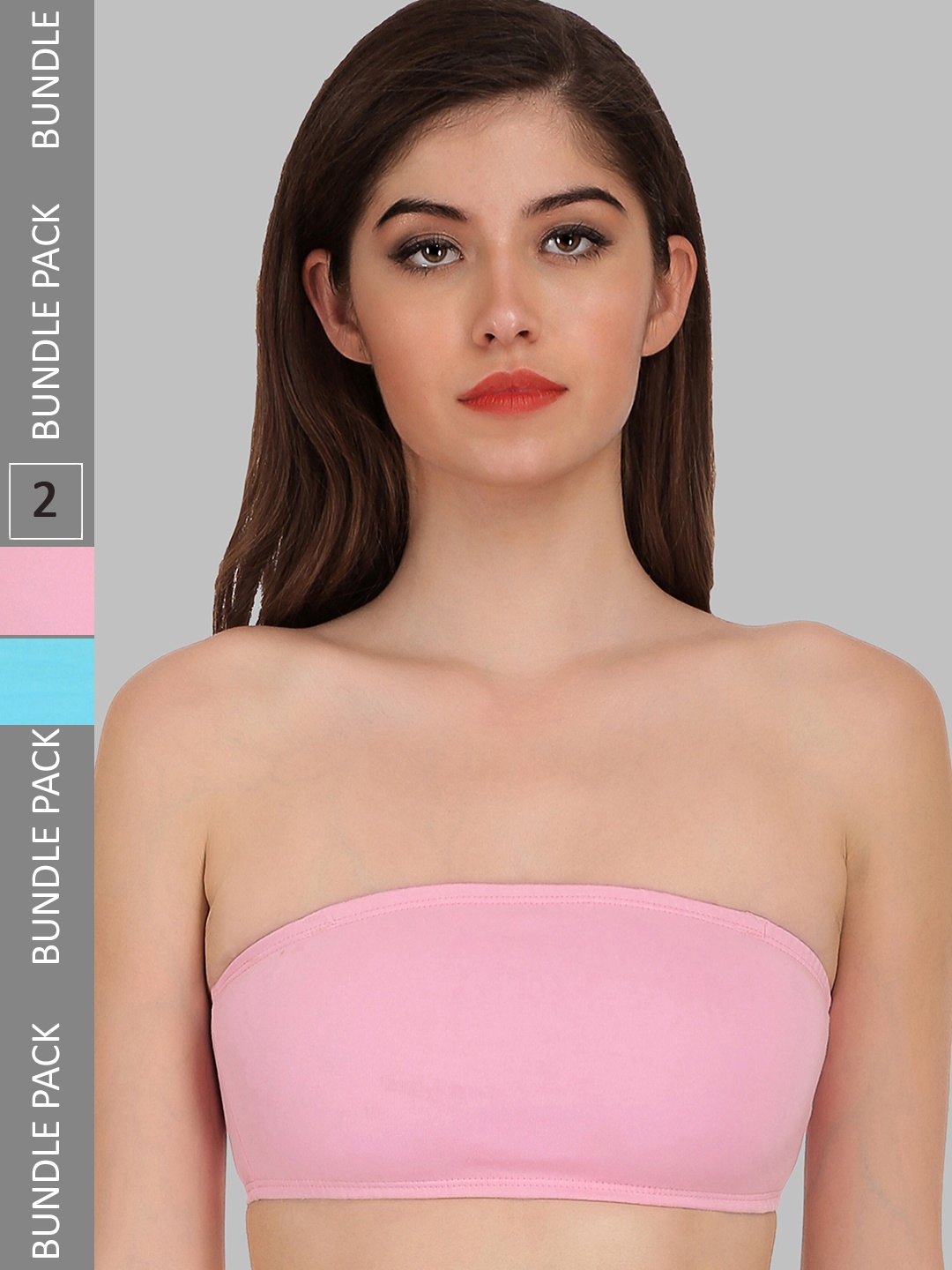 

SELFCARE Pack of 2 Soft Cotton Sinker Strapless Bandeau Bras, Blue