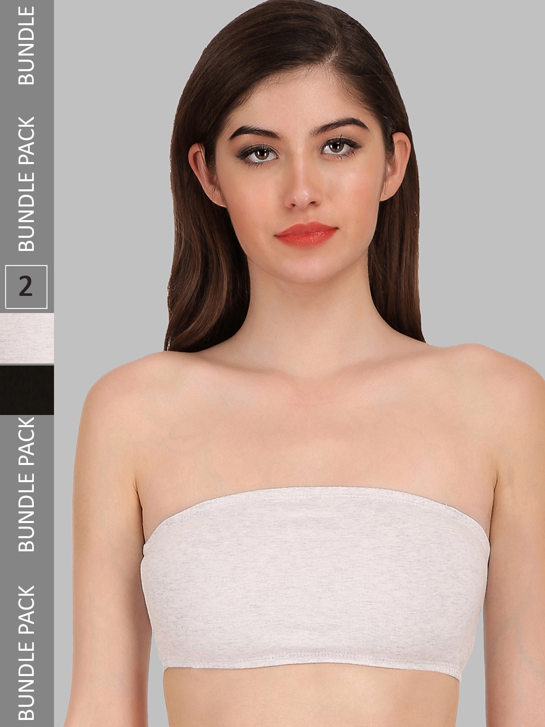 

SELFCARE Pack Of 2 Soft Cotton Sinker Strapless Bandeau Bras, Grey