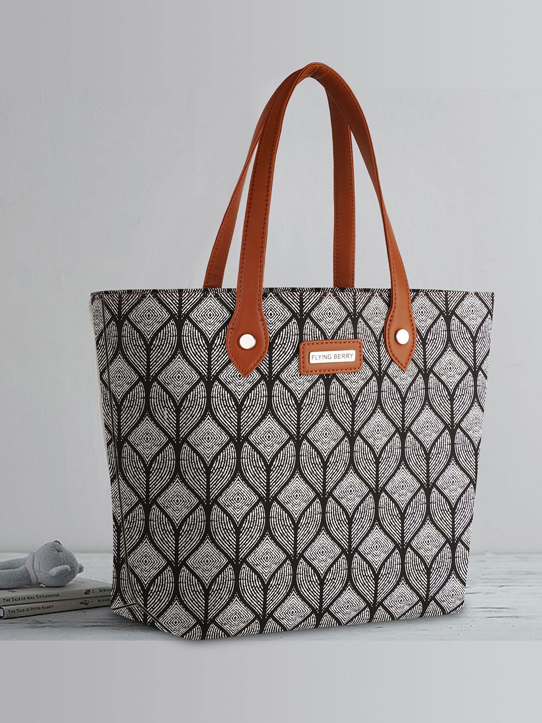 

FLYING BERRY Printed Shopper Canvas Tote Bag, Grey