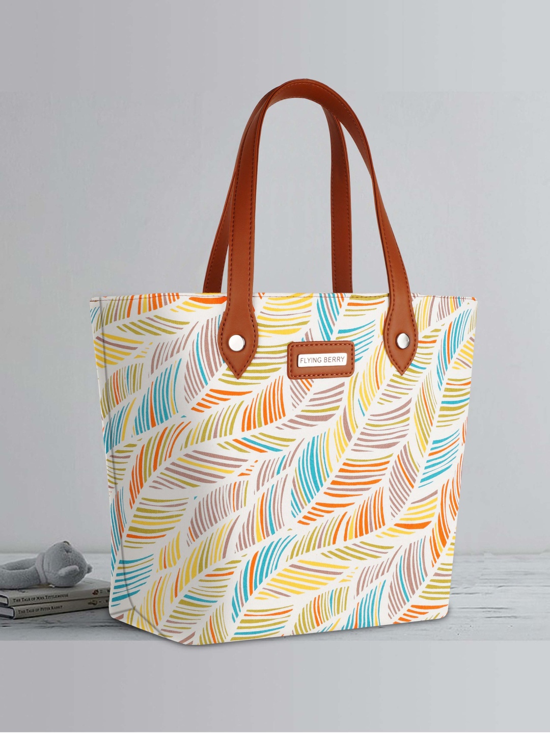 

FLYING BERRY Graphic Printed Shopper Canvas Tote Bag, Yellow