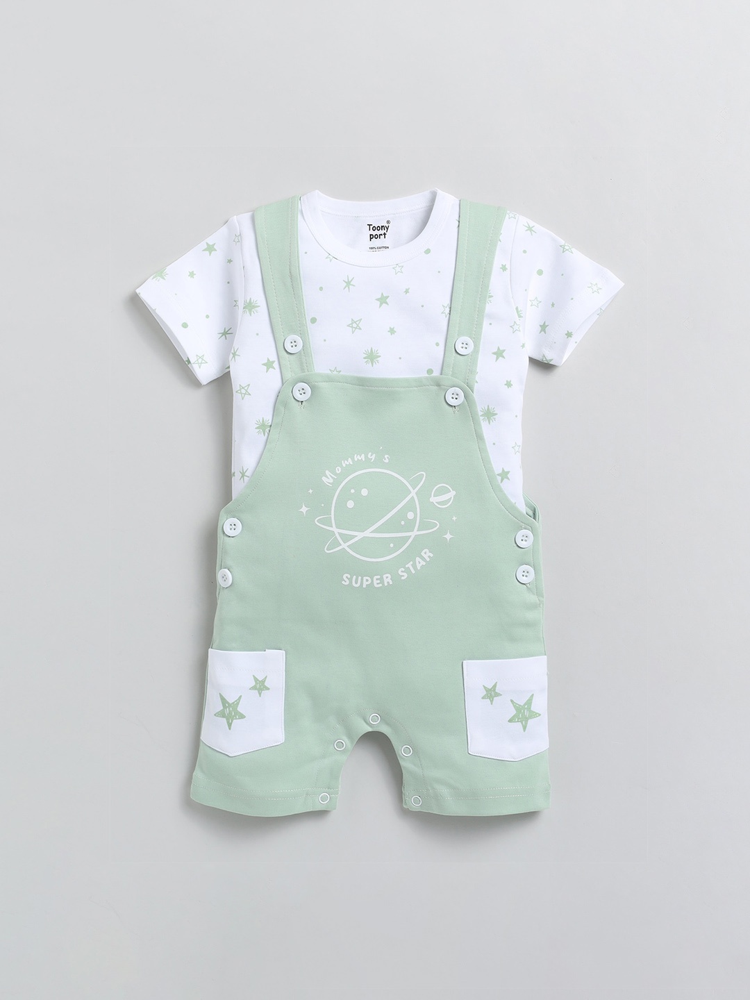 

Toonyport Infant Printed Cotton Rompers, Green