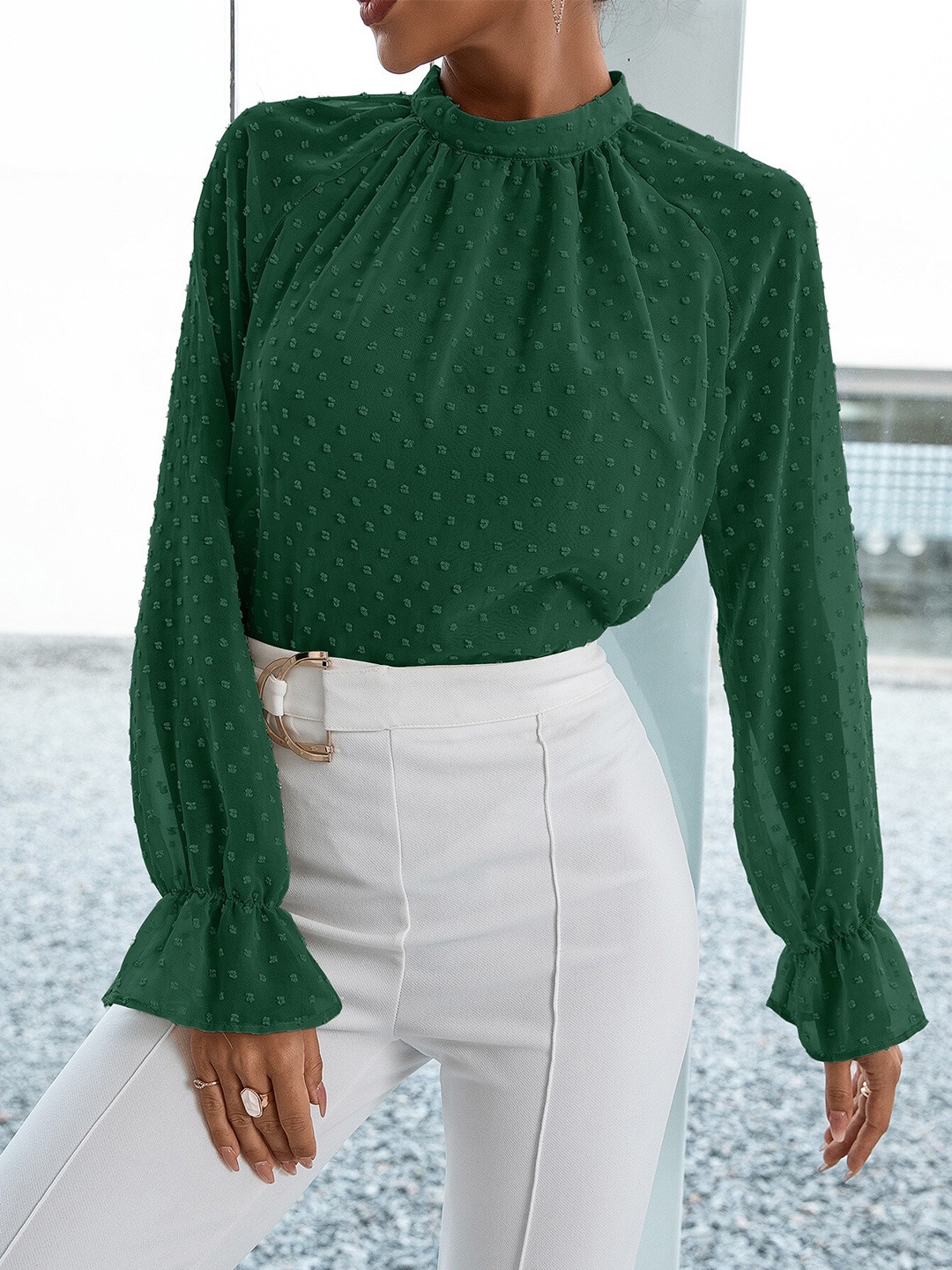 

StyleCast Self Designed High Neck Top, Green