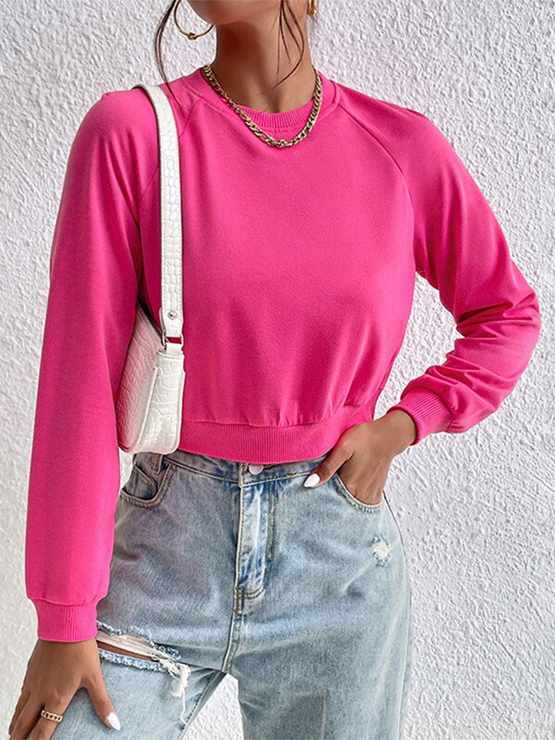 

StyleCast Round Neck Crop Top, Pink