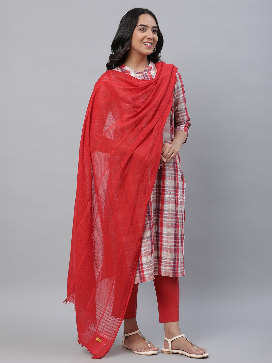 

AURELIA Dupatta With Tasselled, Red