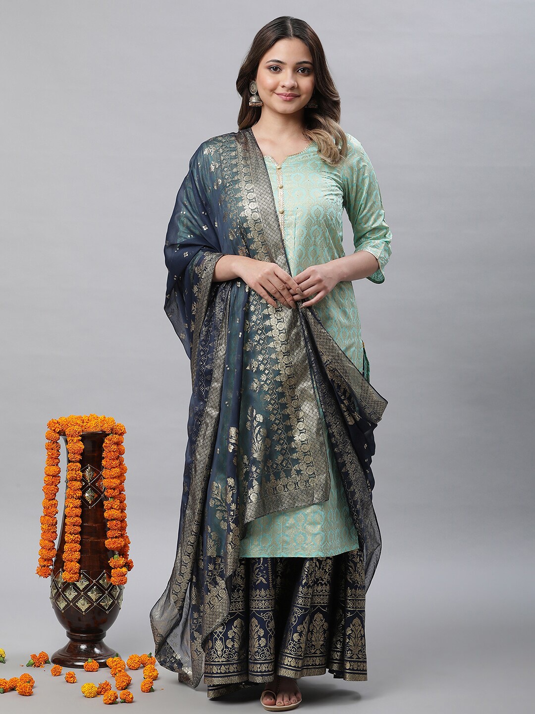 

AURELIA Ethnic Motifs Printed Dupatta, Blue