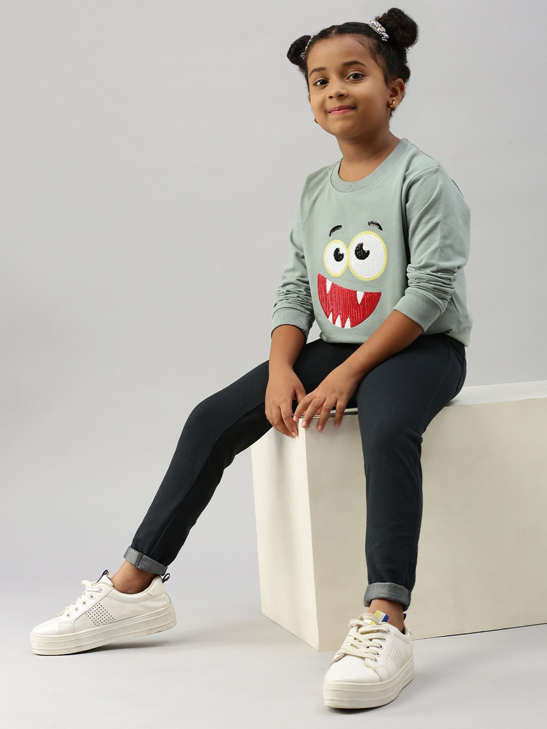 

De Moza Girls Cotton Jeggings, Navy blue