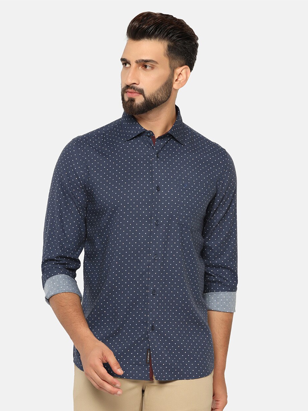 

Blackberrys India Slim Fit Micro Ditsy Printed Casual Shirt, Blue