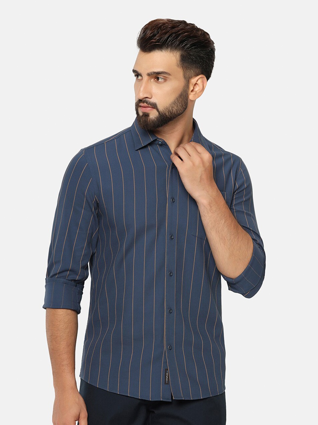 

Blackberrys India Slim Fit Striped Casual Shirt, Navy blue