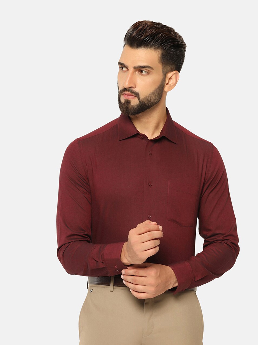 

Blackberrys India Slim Fit Opaque Formal Shirt, Maroon