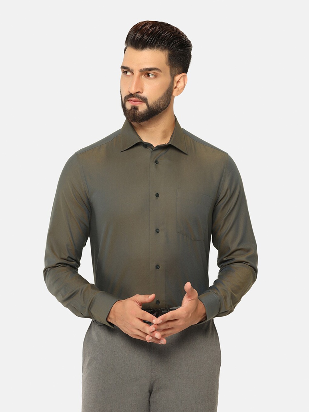 

Blackberrys India Slim Fit Formal Pure Cotton Shirt, Green